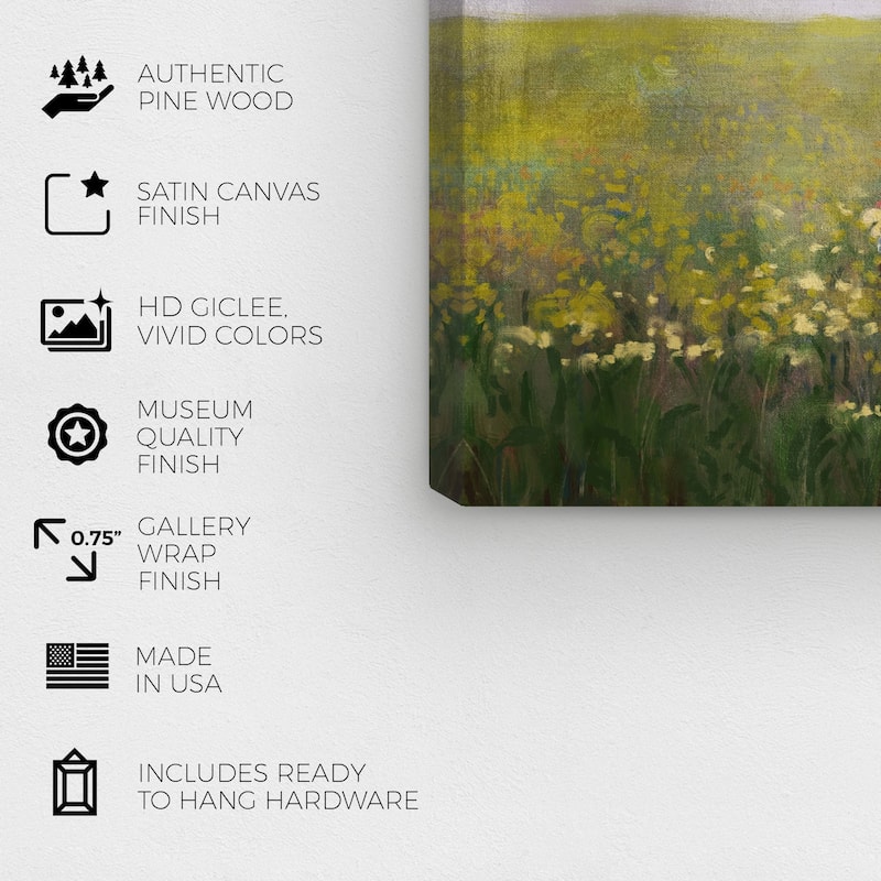 Wynwood Studio Canvas Floral and Botanical Cassia s Flowers Green and Celeste Rustic Wall Art Canvas Print