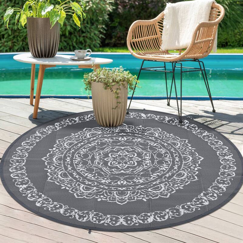 Outdoor Rug Reversible Patio Rug Plastic Straw Rug Waterproof Lightweight Rug