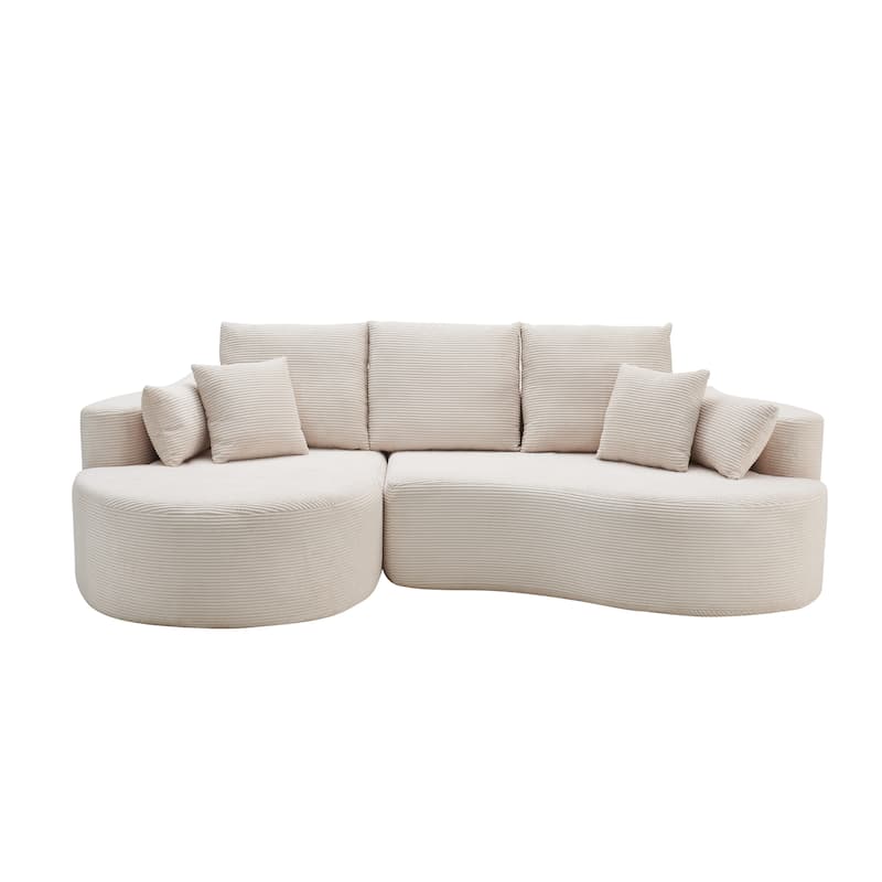 Christopher Knight Home - 106'' Cloud Curved Sectional Sofa with Right Chaise Lounge and Ultra-Soft Foam Comfort
