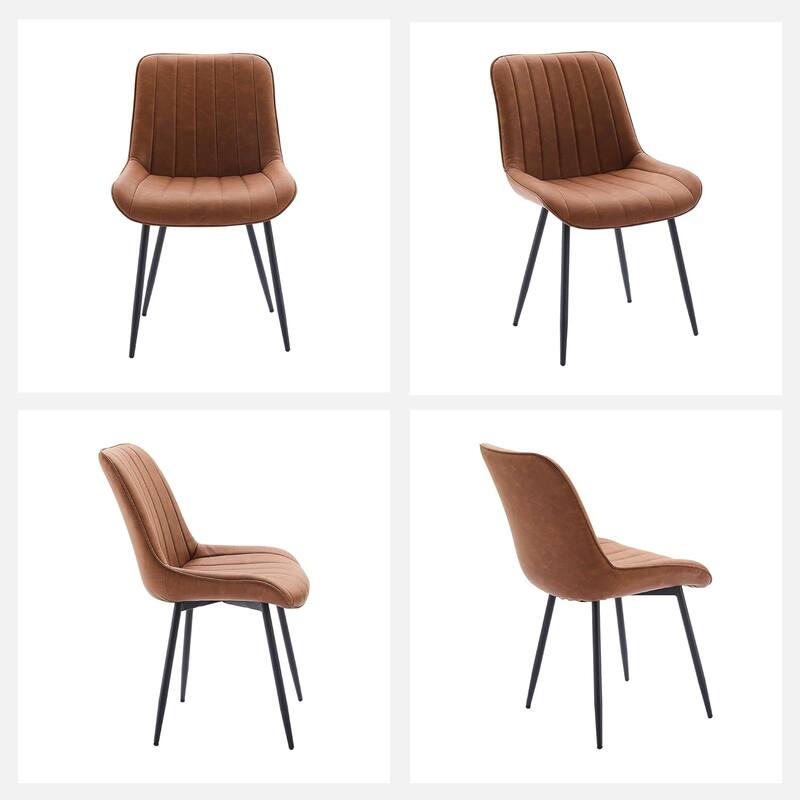 Upholstered Dining Chairs Set of 2, Modern Faux Leather Kitchen Chair with Padded Seat