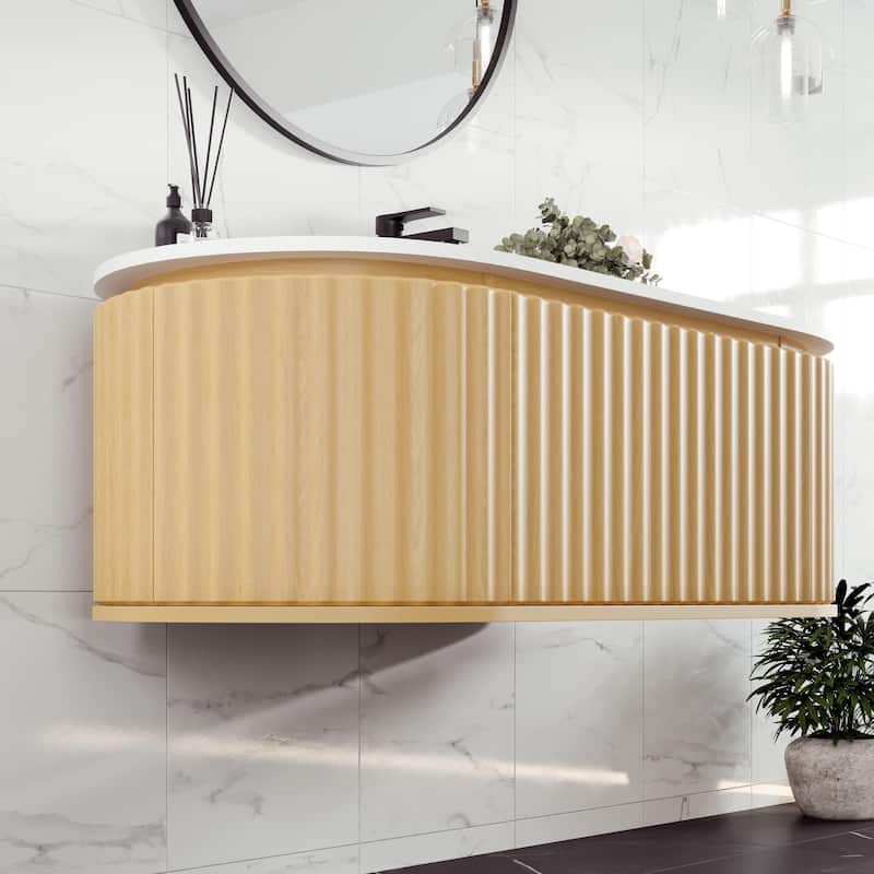 Eviva Haven 48"W Oak Wallmount Bath Vanity with Integrated Sink
