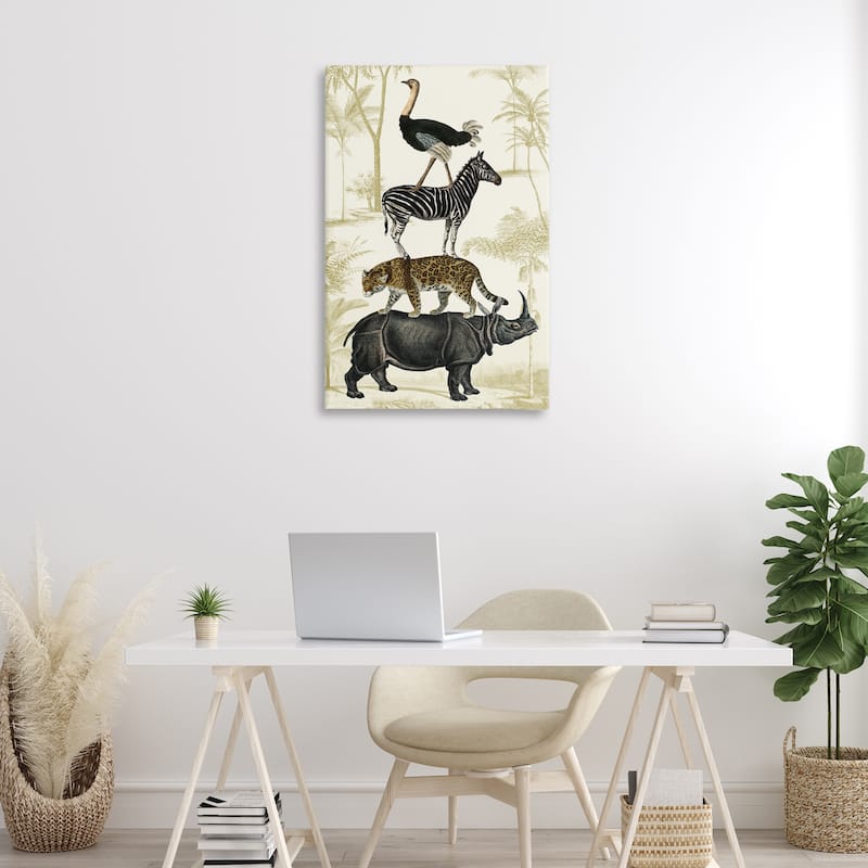 Stupell Tower of Safari Animals Canvas Wall Art Design By Victoria Barnes