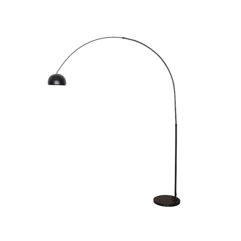 Floor Lamp with Black Marble Base and Metal Lamp Shade Arco Collection - 76" - Black