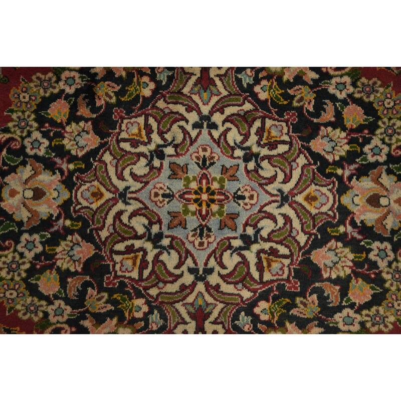 Hand Knotted Oriental 100% Wool Carpet Traditional Floral Red Mashad Area Rug - 12' 10'' X 9' 10''