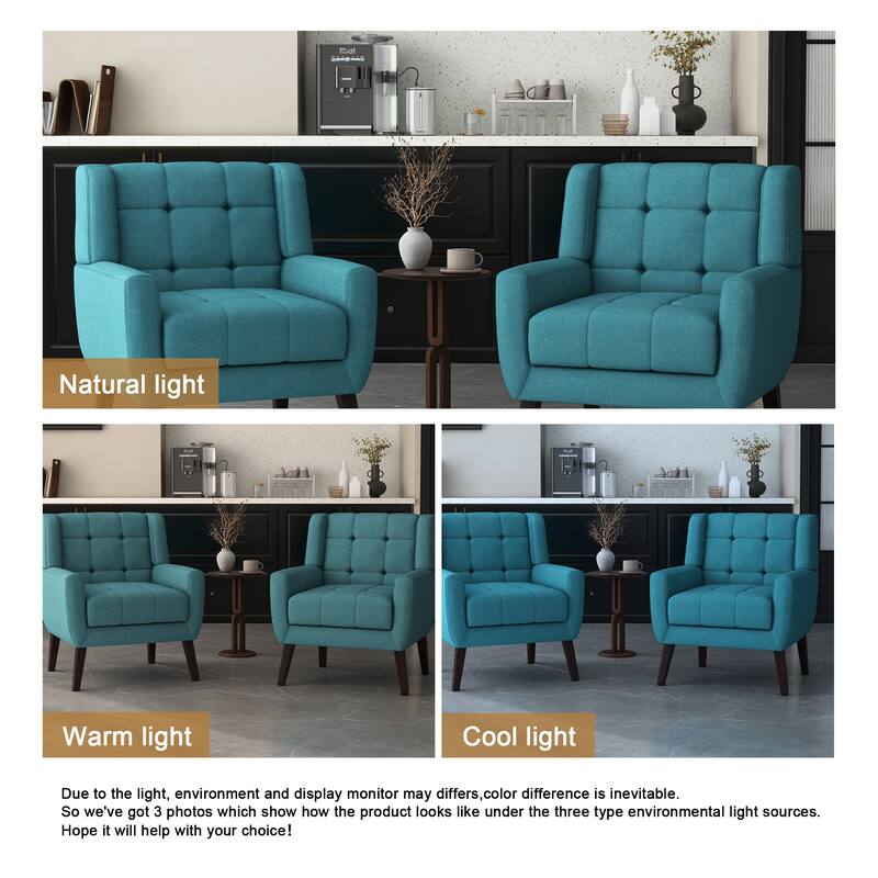 Set of 2 Tufted Upholstered Accent Armchair