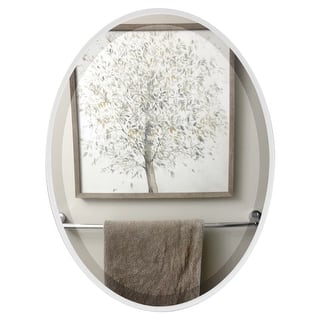 Livingston Framed Oval Mirror - Linen White