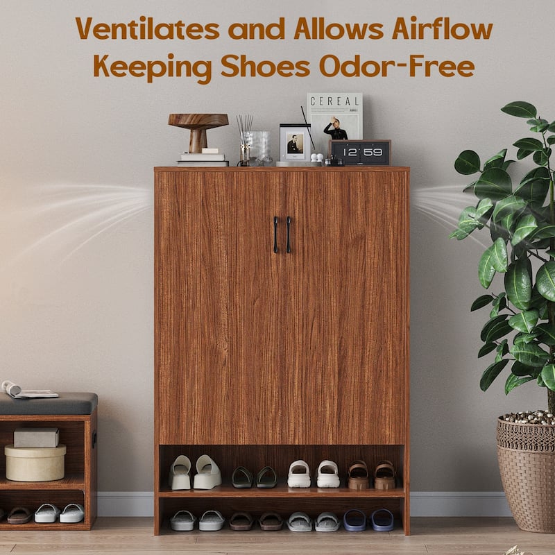 Rossetta 7-Tier Hidden Narrow Shoe Cabinet with ith Adjustable Shelves and Doors