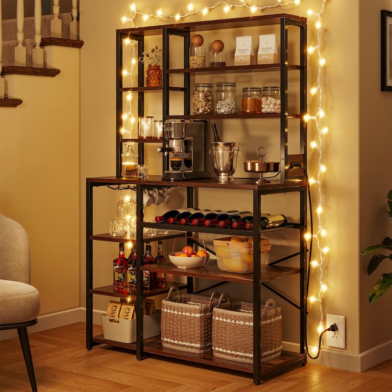 Moasis 40" Kitchen Microwave Stand Bakers Rack, Coffee Bar Station Wine Storage Utility Shelves