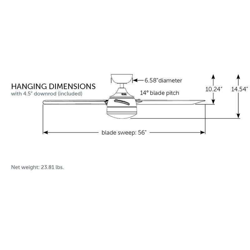 Fanimation Xeno Damp 56 inch Indoor/Outdoor Ceiling Fan with LED Light Kit - Brushed Nickel