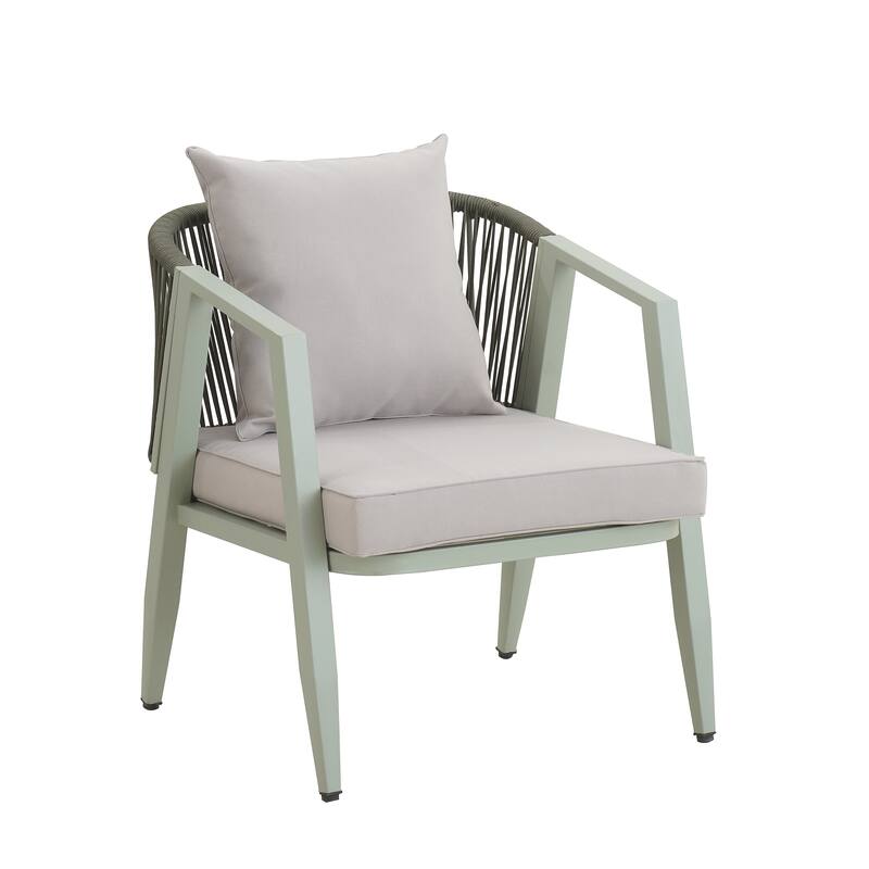 4-Piece Outdoor Patio Seating Set with Iron Frame, Cushioned Double and Single Chairs, and Matching Table