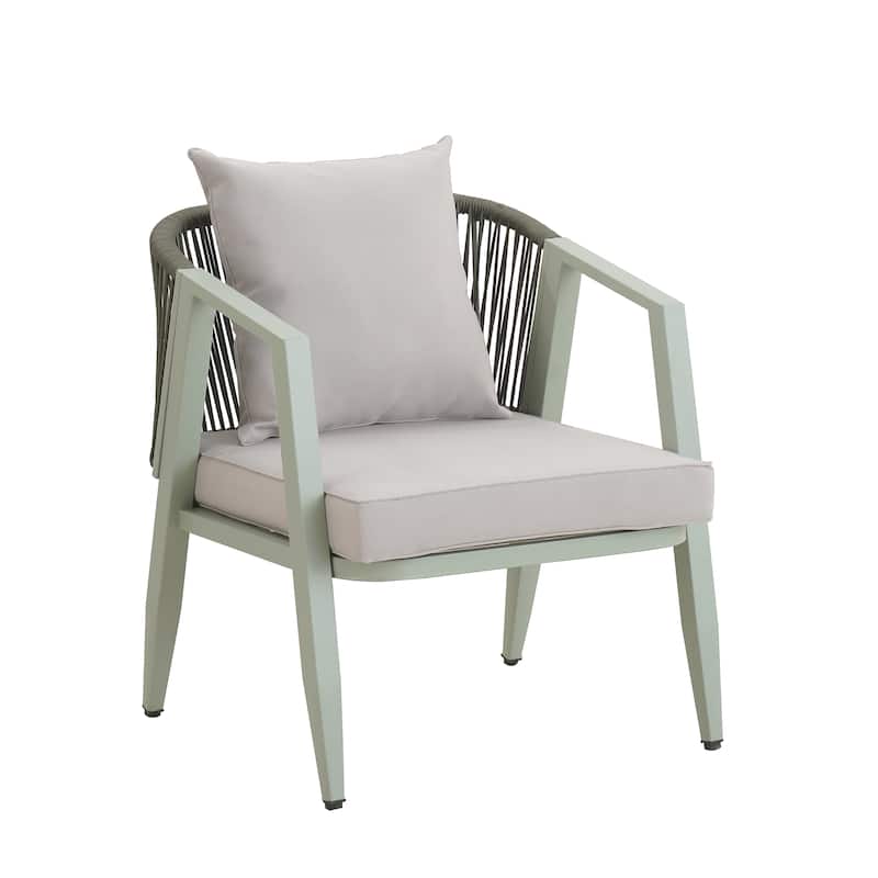 Durable Outdoor Seating Set with Iron Frame Cushions and Table for Patios Lawns and Poolsides Green