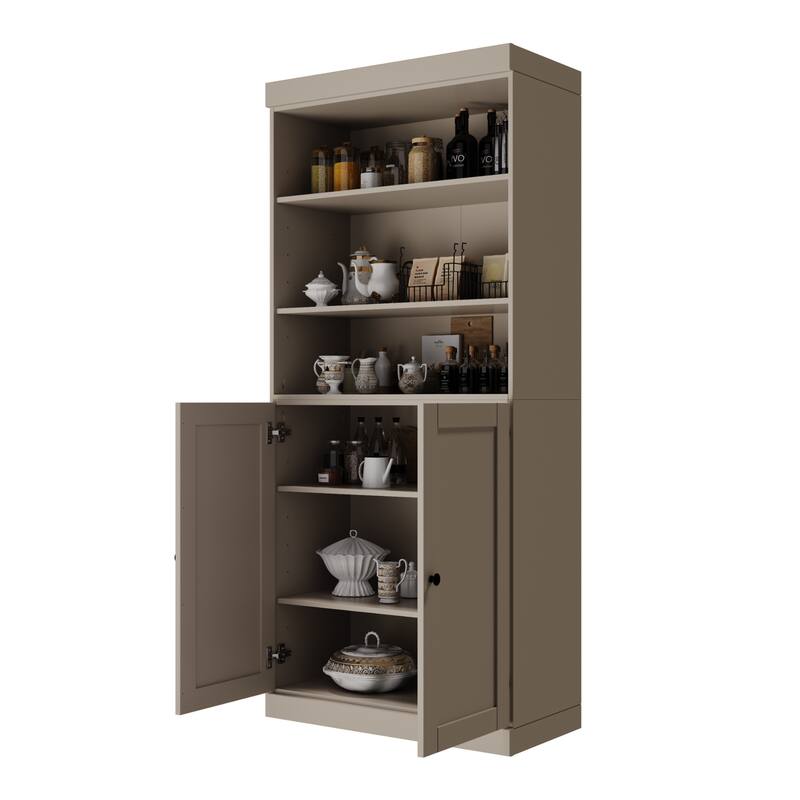 Palace Imports 100% Solid Wood 32" Pantry Cabinet with Shaker Doors and Adjustable Shelves