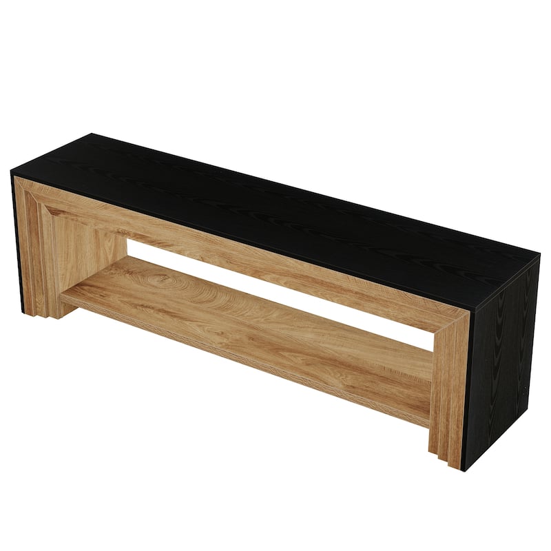 70" TV Stand for TVs, Wooden Entertainment Center with Open Storage Shelves, Low Media Console for Living Room, Bedroom