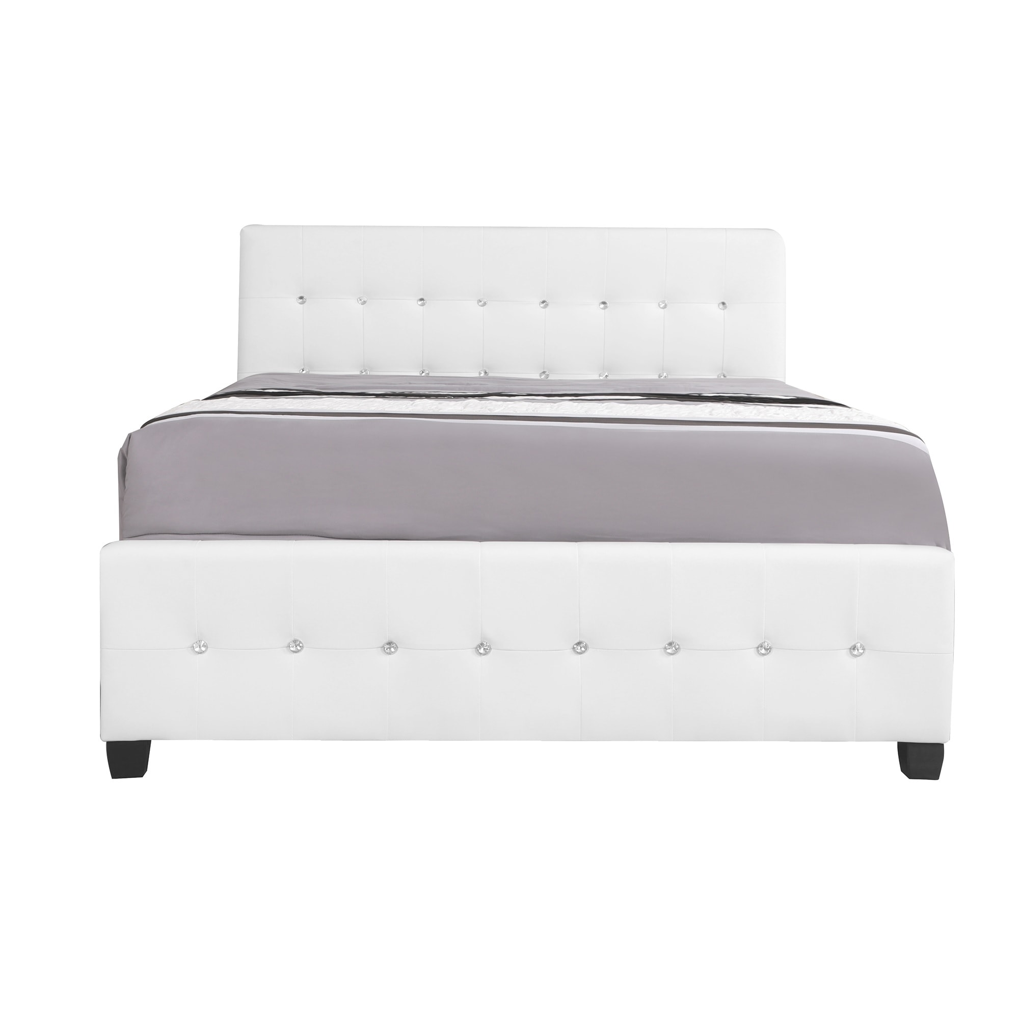 Full Button Faux Leather Panel Bed - 83" - White