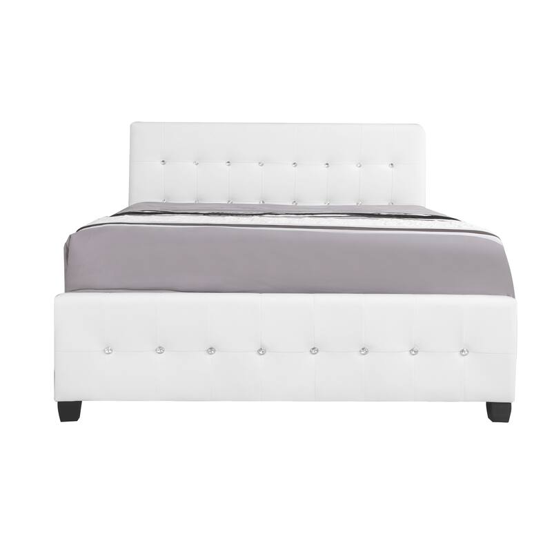 Full Button Faux Leather Panel Bed - 83" - White
