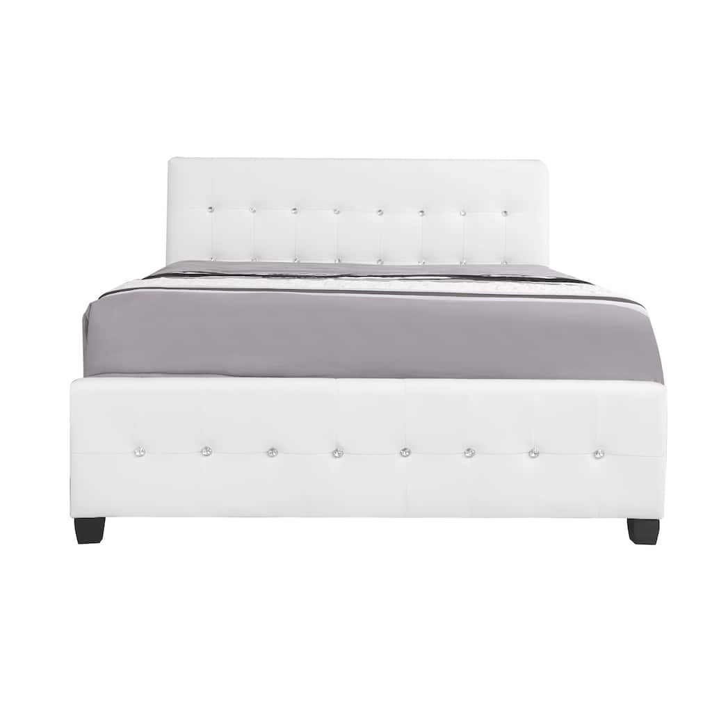 Full Button Faux Leather Panel Bed - 83" - White