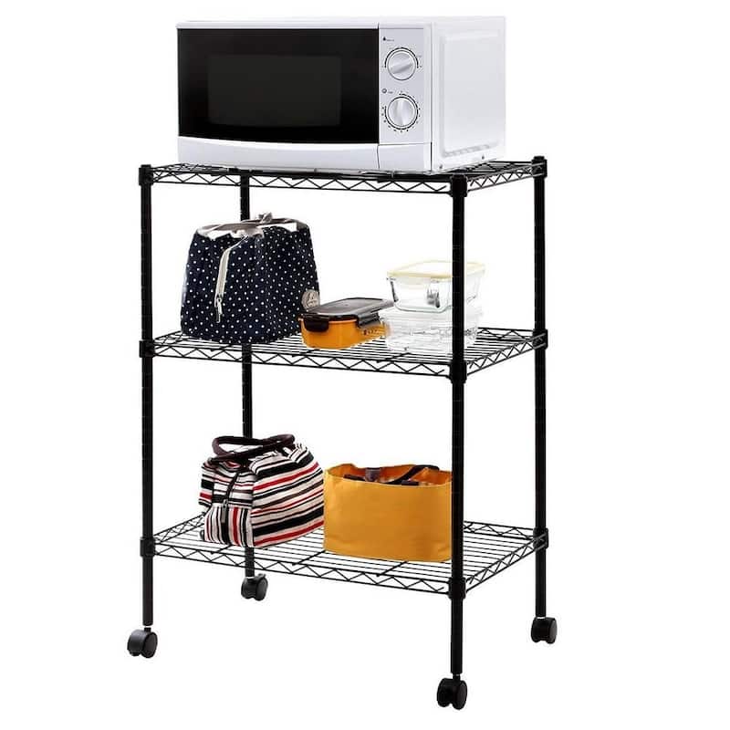 3 Tier Heavy Duty Wire Shelving Unit Rack Rolling Cart Shelf Organizer On Wheels