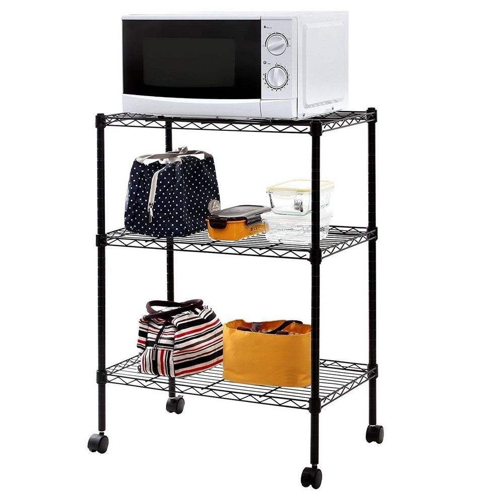 3 Tier Heavy Duty Wire Shelving Unit Rack Rolling Cart Shelf Organizer On Wheels