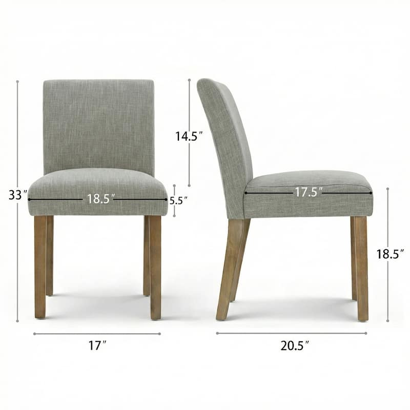 Parsons Dining Chairs with Linen Upholstery and Solid Wood Legs