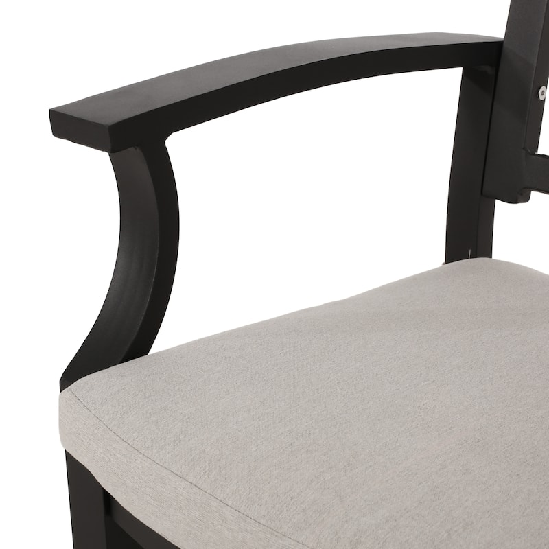 Roomfitters Accent Outdoor Dining Chairs, Set of 2 in Light Beige and Antique Matte Black, Stylish and Durable Aluminum Design