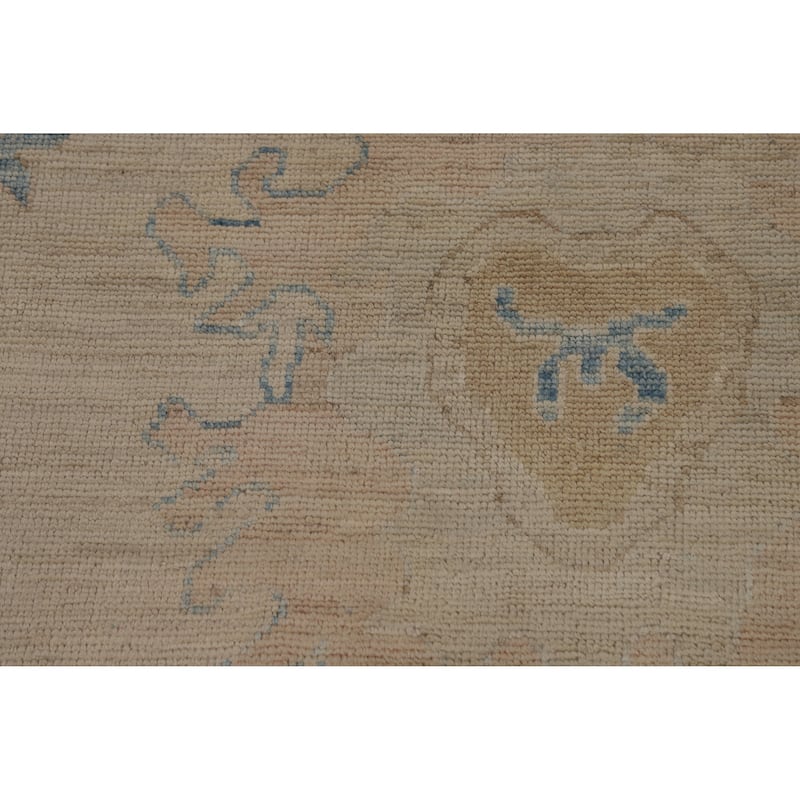 Hand Knotted Oriental 100% Wool Carpet Transitional All-Over Beige & Ivories Oushak Area Rug - 12' 0'' X 9' 0''