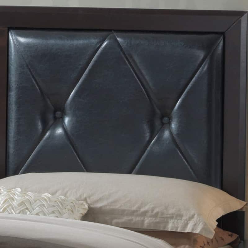 Espresso Platform Bed with Padded headboards, Full Size