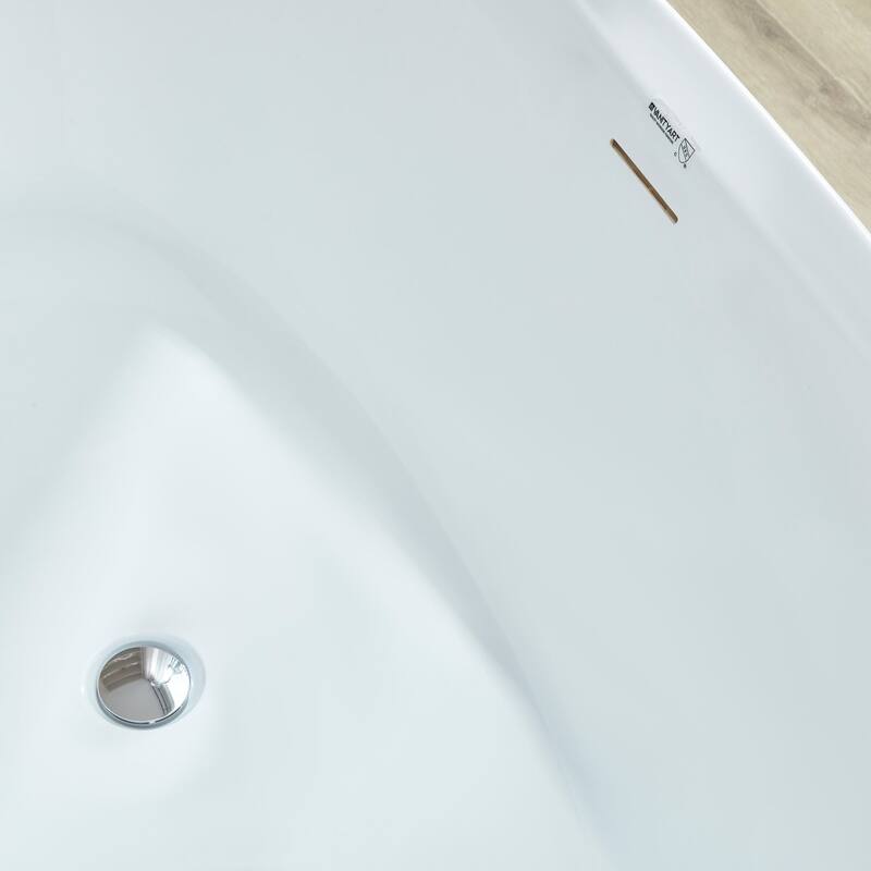Vanity Art 71" Freestanding Acrylic Soaking Bathtub with Slotted Overflow & Pop-up Drain