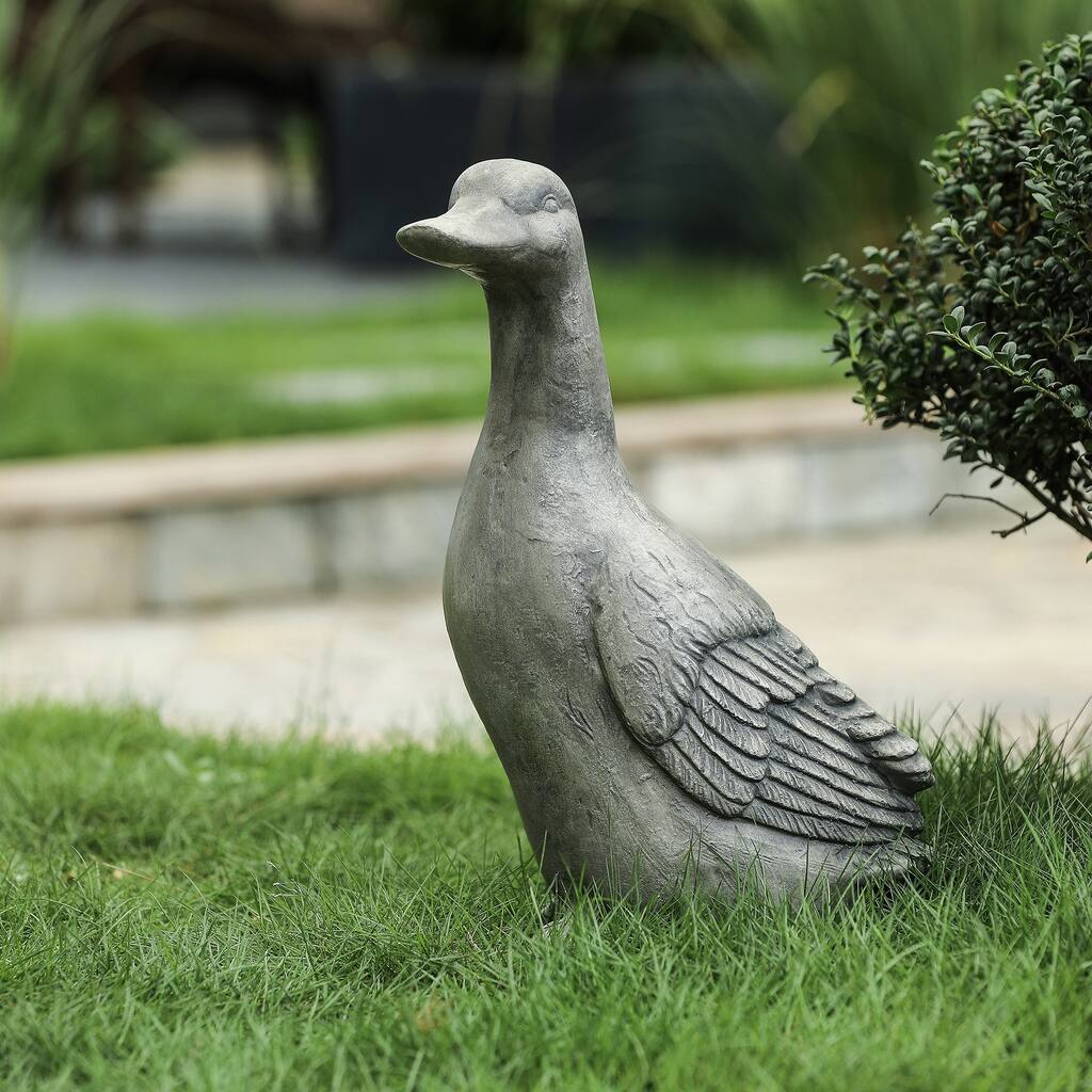 Grey MgO Duck Garden Statue