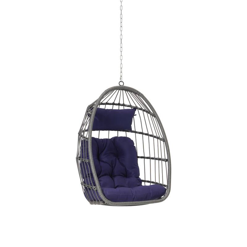 GDFStudio - Penelope Outdoor Rattan Egg Swing Chair for Relaxed and Stylish Garden Lounging