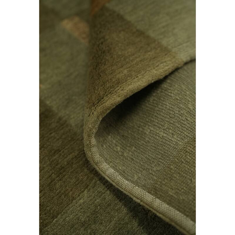 Hand Knotted Oriental 100% Wool Carpet Modern Abstract Green Nepalese Area Rug - 5' 0'' X 3' 0''