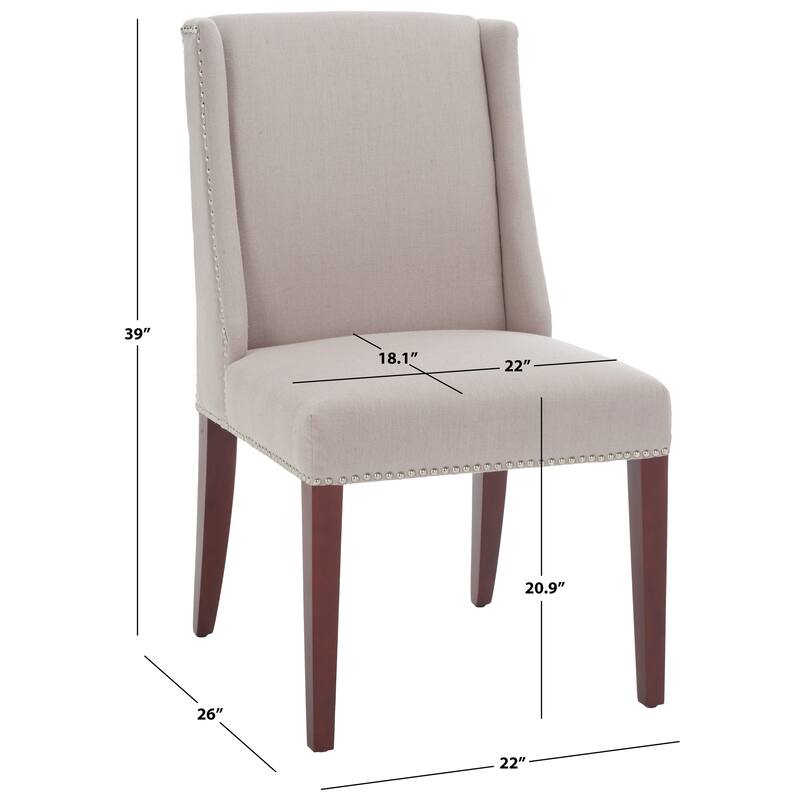 SAFAVIEH Chante Beige Linen Dining Chair (Set of 2) - 22" W x 26" D x 39" H - 22"W x 26"D x 39"H