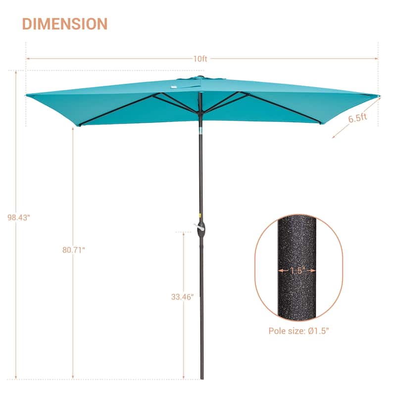 BONOSUKI Aluminum 10 x 6.5ft Patio Market Umbrella,Tilt and Crank
