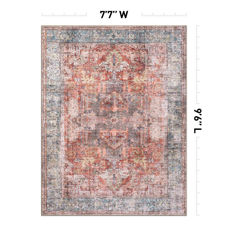 World Rug Gallery Vintage Inspired Distressed Machine Washable Area Rug