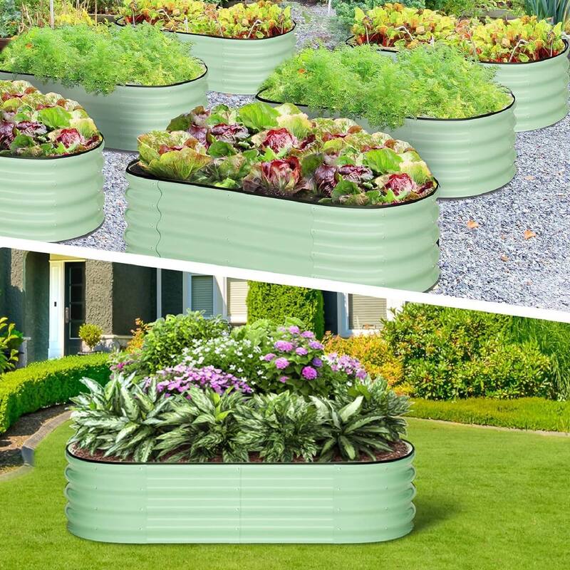 2 Pcs 4.5x2x1.5ft Galvanized Raised Garden Bed, Planter Box for Vegetables, Flowers, Fruits