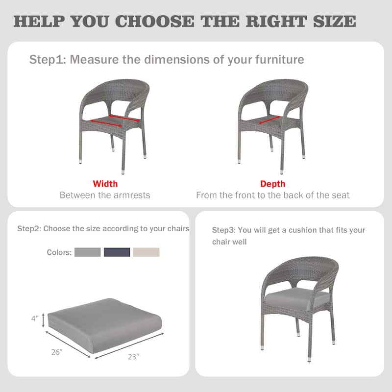 Aoodor Outdoor Removable Chair Cushion with Hidden Zipper（Set of 2）