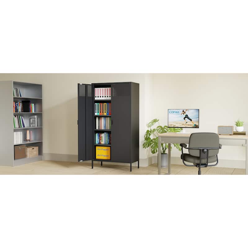 71 Inches High Metal Storage Locker With 4 Adjustable Shelves And 5 Tiers, Suitable For Homes And Offices