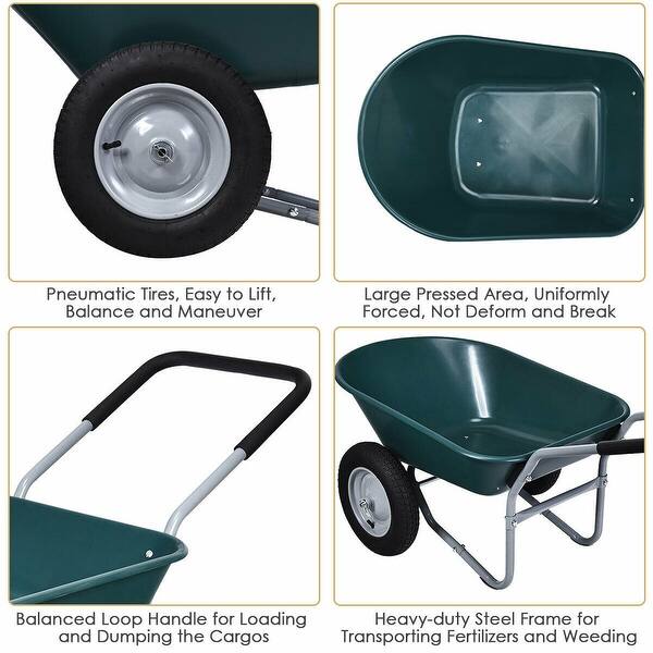 Shop 2 Tire Wheelbarrow Garden Cart Heavy Duty Dolly Utility Cart Overstock 30745342