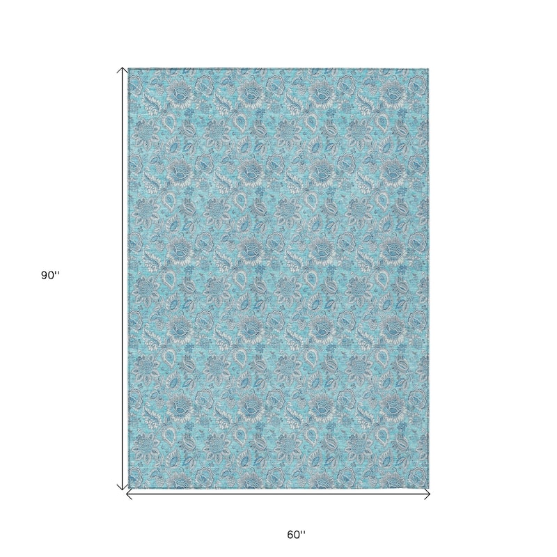 HomeRoots Floral Transitional Rectangle Outdoor Rug
