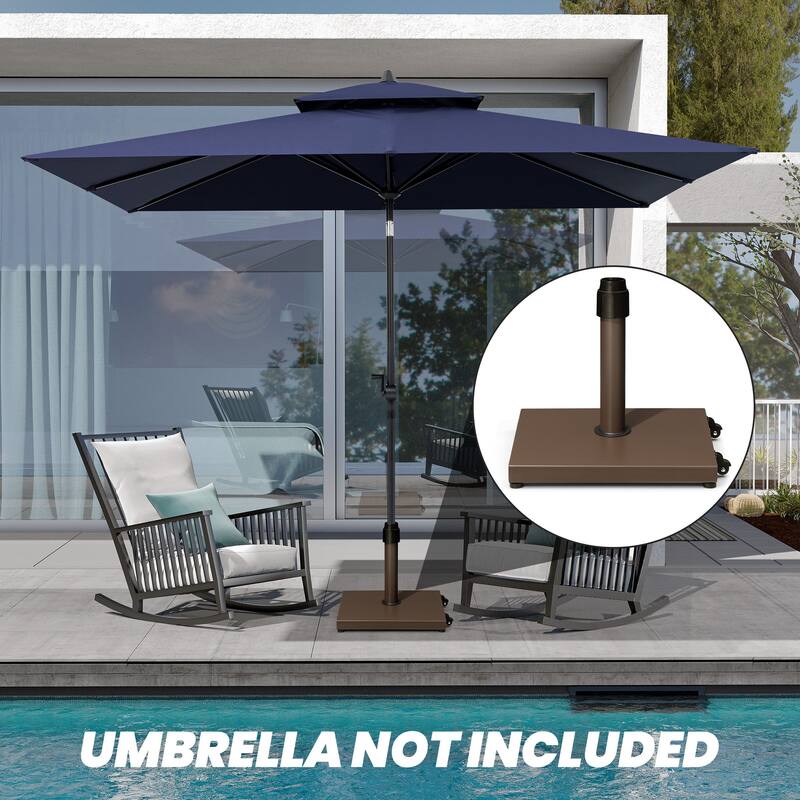Outdoor Market Umbrella Base Holder Square Concrete / Cement Metal w/Wheels