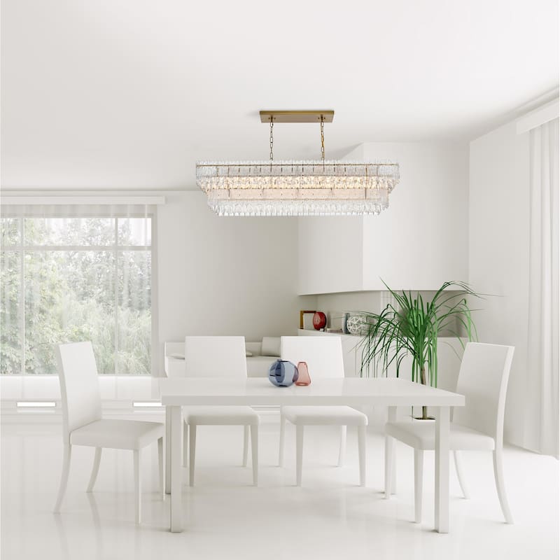 Elegant Lighting 1780G50 Emilia 8 Light 50" Wide Crystal Linear