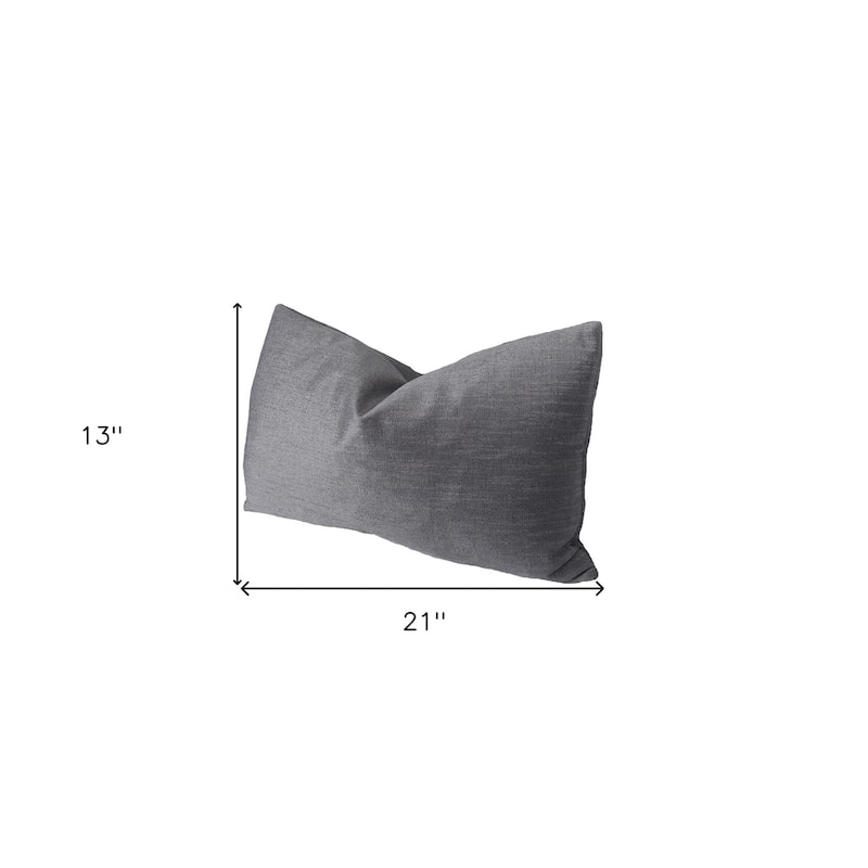 HomeRoots 13" X 21" Gray Polyester Zippered Pillow