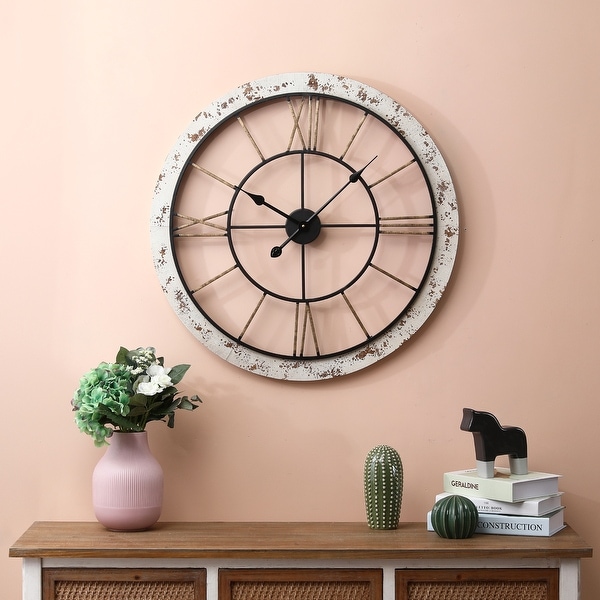 25in. Dia. Iron and MDF Wall Clock - 25.5in Dia.. Opens flyout.
