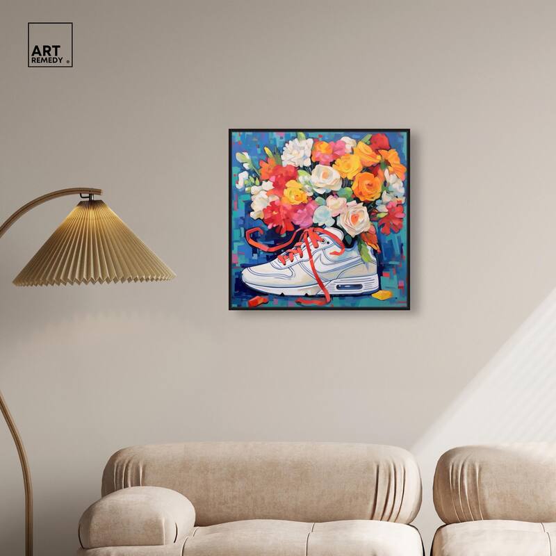 Whimsical Sneaker with Flowers Canvas by Art Remedy