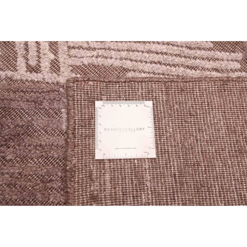 ECARPETGALLERY Hand Loomed Elysian Dark Brown Viscose, Wool Rug - 6'6 x 9'10