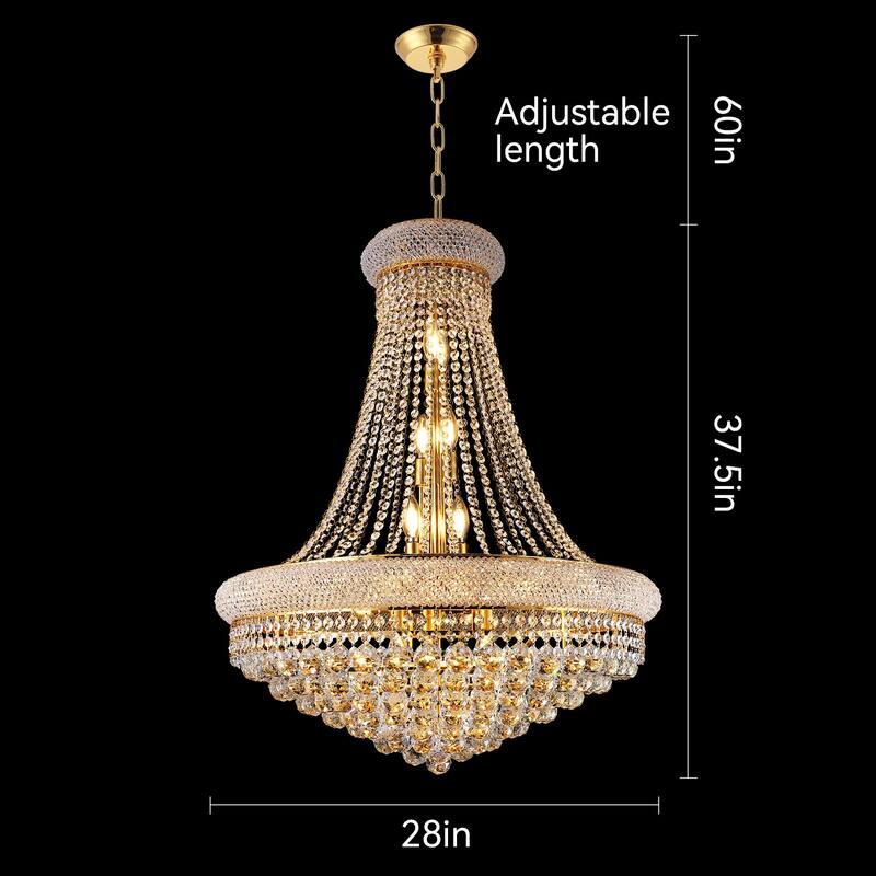 Crystal Chandelier French Empire Ceiling Light with LED Bulbs