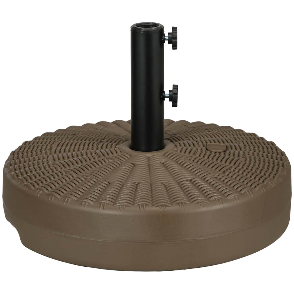 Heavy Duty Fillable Umbrella Base with Steel Holder for Outdoor Use, Fits 1.5inch or 2inch Poles, Brown