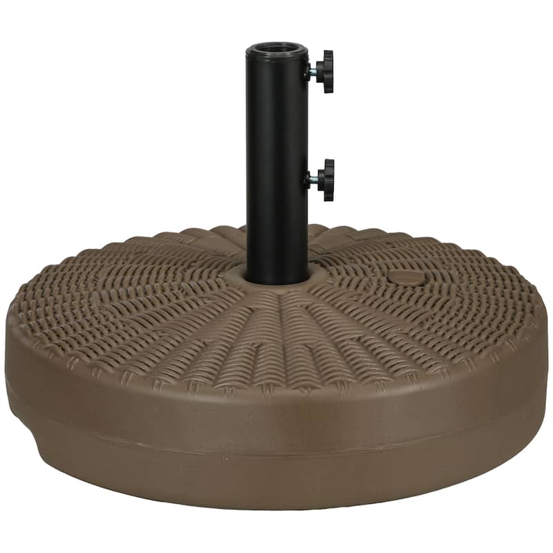 Heavy Duty Fillable Umbrella Base with Steel Holder for Outdoor Use, Fits 1.5inch or 2inch Poles, Brown - Brown