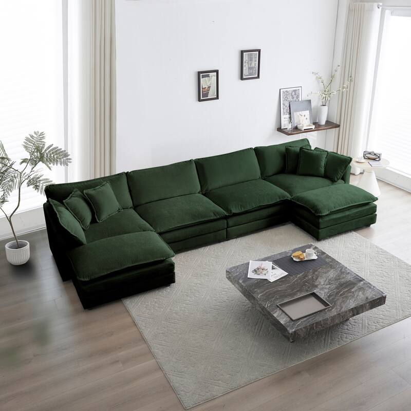 Cloud Chenille Upholstered Modular Sectional Sofa with DIY Combination Design