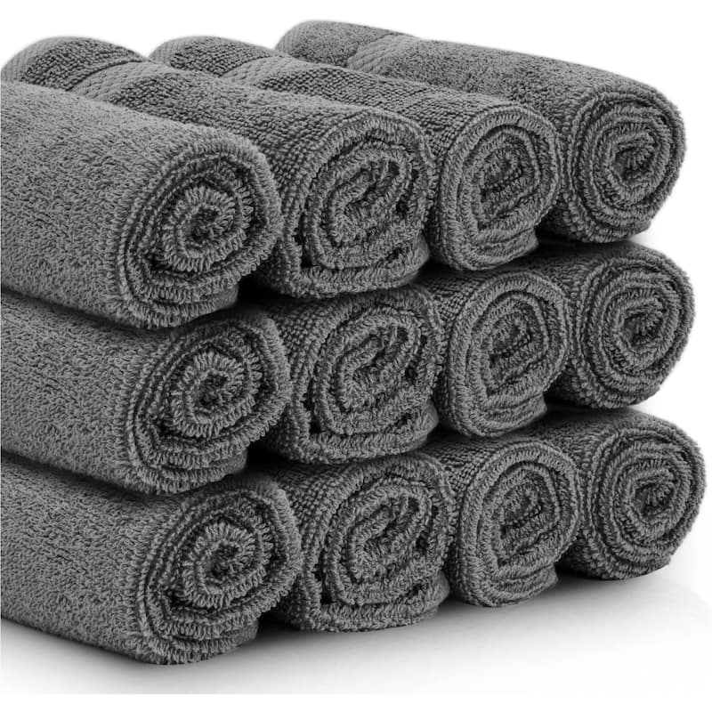 White Classic Luxury Cotton Washcloth 13x13 - Set of 12