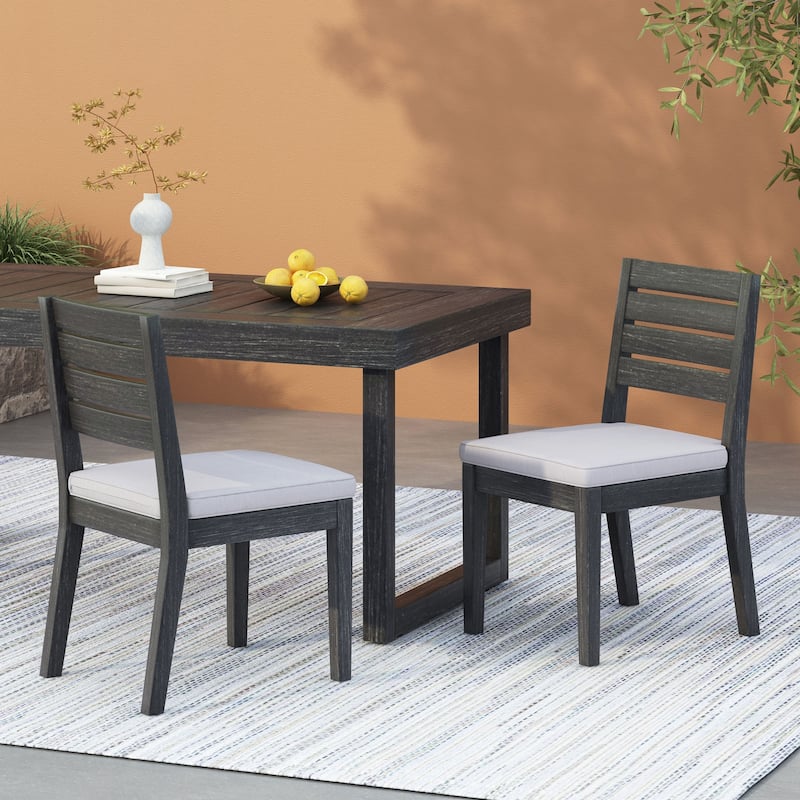 Outdoor Wooden Armless Dining Chair(Set of 2)